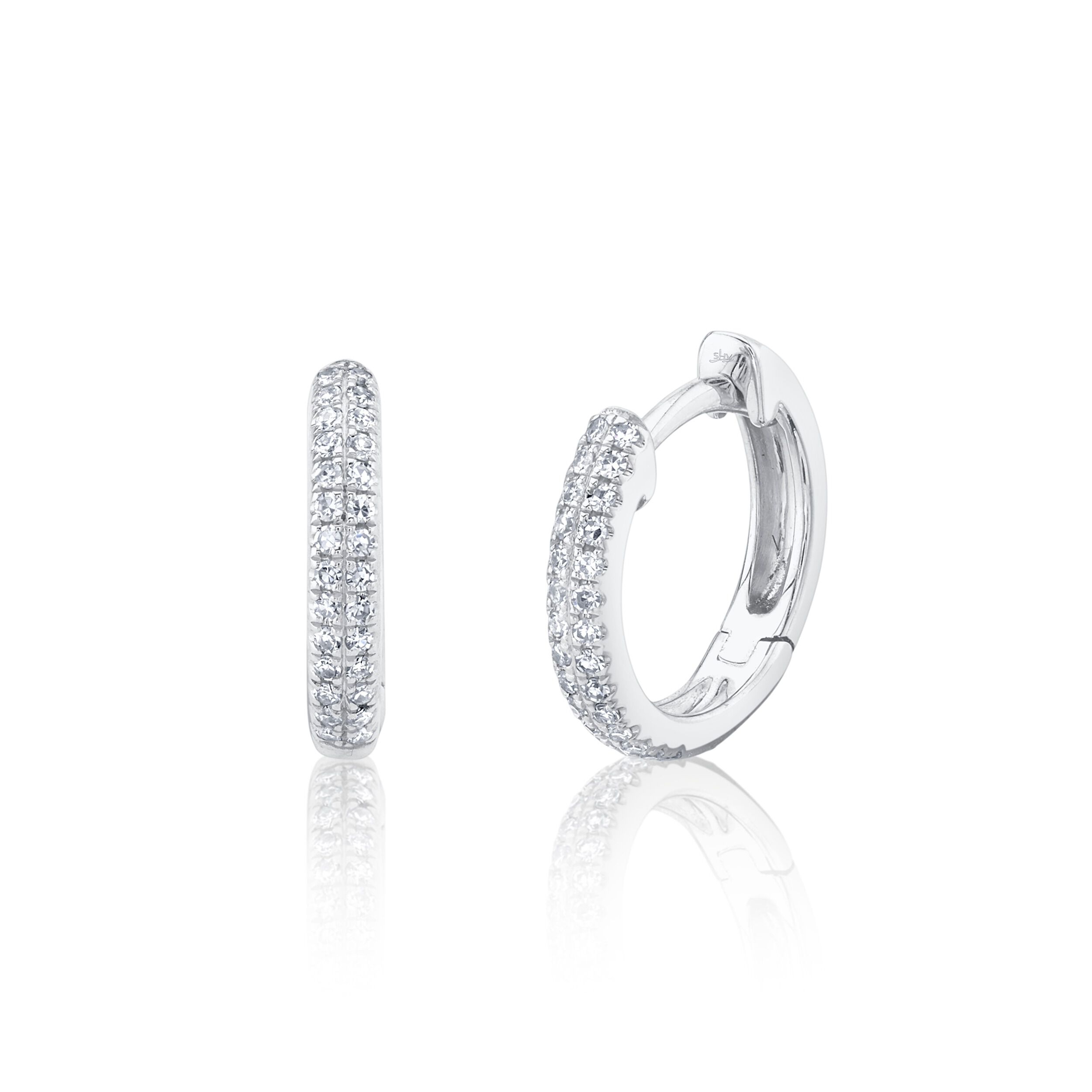 Kate White Gold and Diamont Pave Mini Hoop Earring Shy Creation SC55004581V4